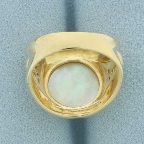 Mabe Pearl and Diamond Ring in 14k Yellow Gold