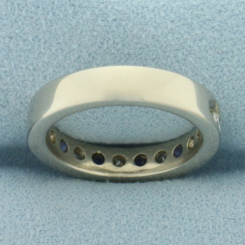 Sapphire and Diamond Stacking Band Ring in 14k White Gold