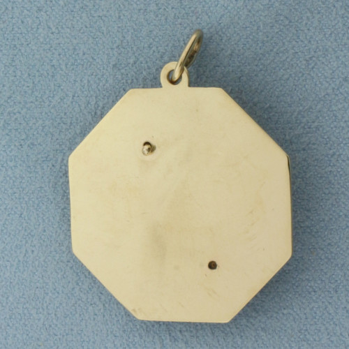 Diamond, Ruby, Sapphire, and Pearl Medallion Pendant in 14k Yellow Gold
