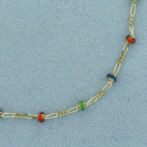 Enamel Station Bracelet in 14k Yellow Gold