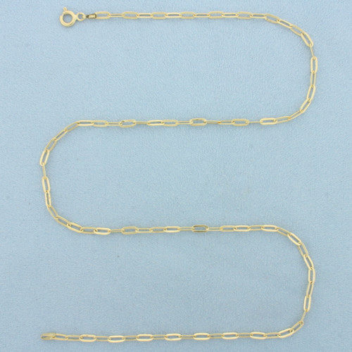18 Inch Paperclip Link Chain Necklace in 14k Yellow Gold