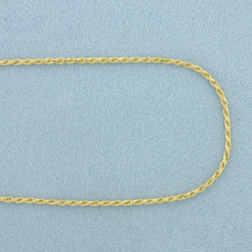 16 Inch Italian Rope Link Chain Necklace in 18k Yellow Gold