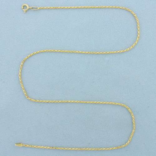 16 Inch Italian Rope Link Chain Necklace in 18k Yellow Gold