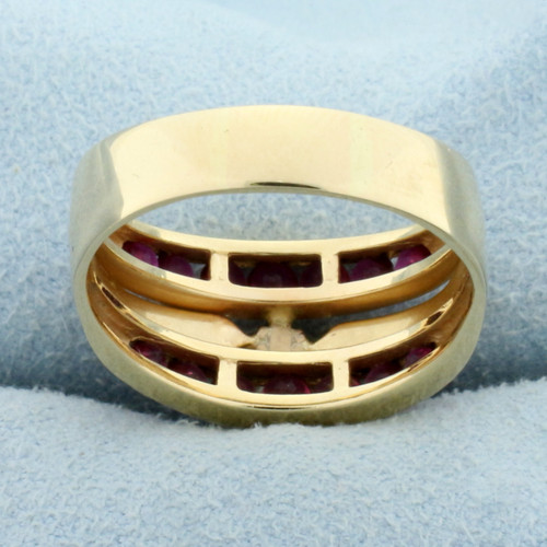 Vintage Pear Diamond and Ruby Ring in 14K Yellow Gold