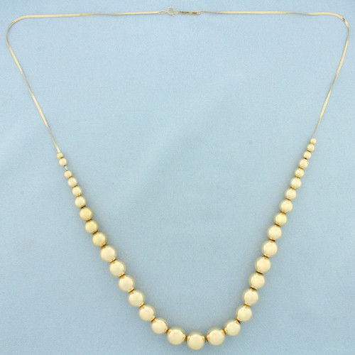 Graduated Ball Bead Necklace in 14k Yellow Gold
