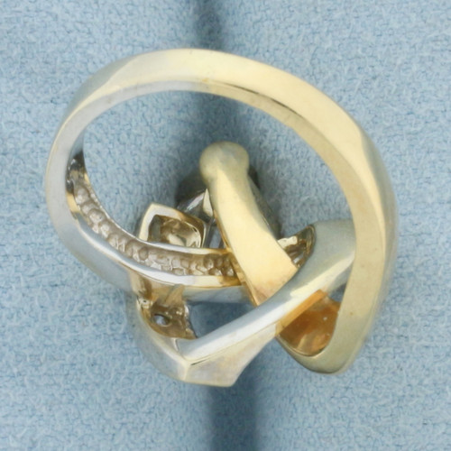 Designer Diamond Modern Abstract Ring in 14K Yellow and White Gold