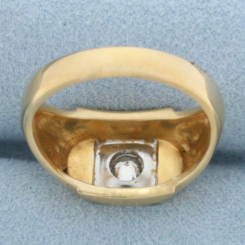 Vintage Solitaire Diamond Ring in 14K Yellow and White Gold