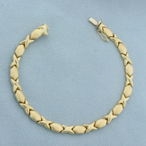 Italian XO Hugs Kisses Bracelet in 14k Yellow Gold