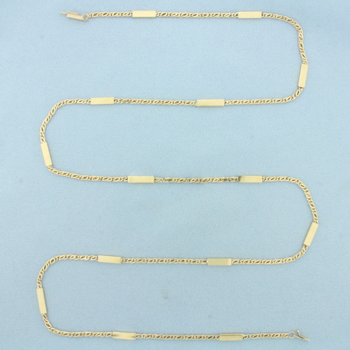 32 Inch Bar and Link Chain Necklace in 14k Yellow Gold