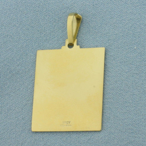 Virgin Mary Etched Pendant in 18k Yellow Gold