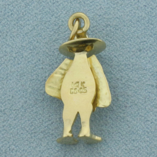 Hombre With Sombrero and Poncho Charm in 14k Yellow Gold