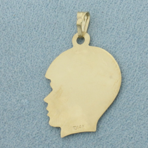 Engravable Boy Silhouette Pendant or Charm in 14k Yellow Gold