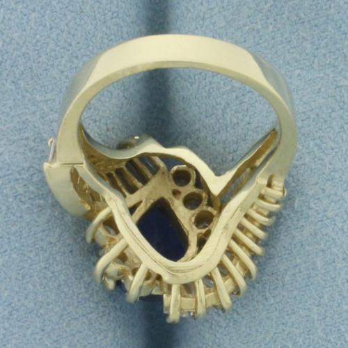 AAA Tanzanite and Diamond Ring in 14k Yellow Gold