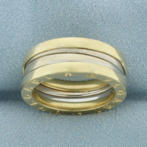 2-Tone Wide Band Ring in 14k Yellow and White Gold
