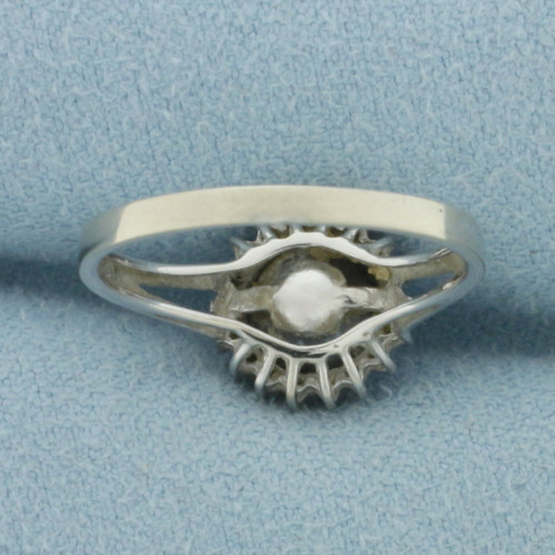 Tahitian Pearl and Diamond Halo Ring in 14k White Gold