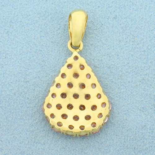 Designer Morganite Teardrop Pendant in 18K Yellow Gold
