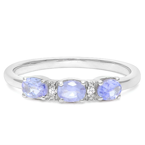 Tanzanite & Diamond Ring in Sterling Silver