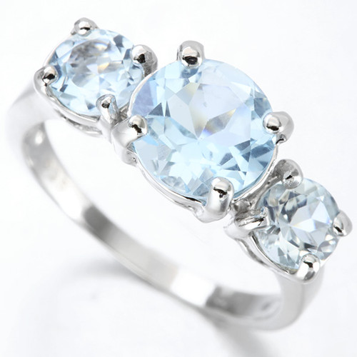 Sky Blue Topaz 3-Stone Ring in Sterling Silver