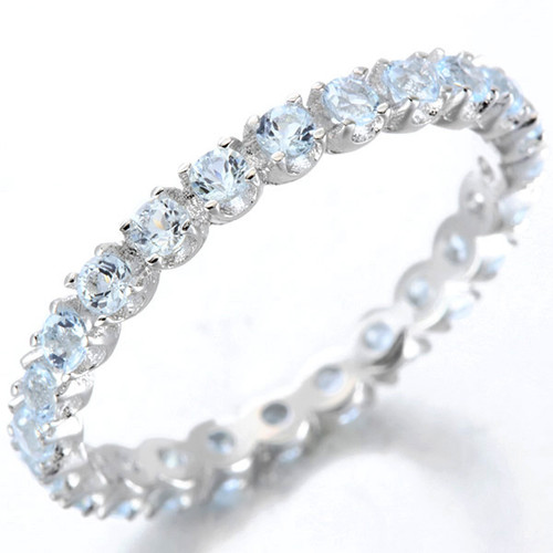 Sky Blue Topaz Eternity Stacking Band Ring in Sterling Silver