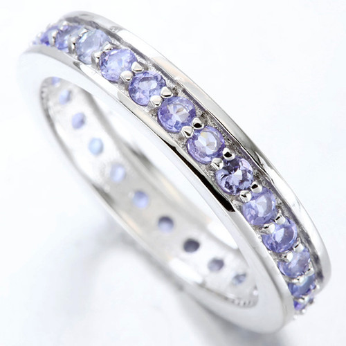 Tanzanite Eternity Stacking Band Ring in Sterling Silver