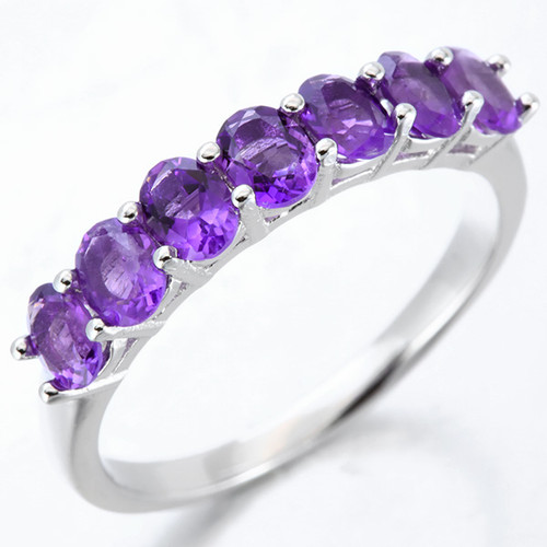 Amethyst Stacking Band Ring in Sterling Silver