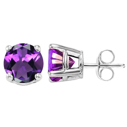 10MM Round Amethyst Stud Earrings in Sterling Silver