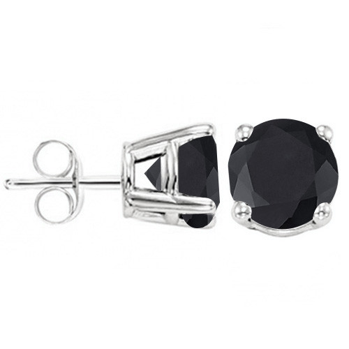 6MM Round Midnight Sapphire Earrings in Sterling Silver