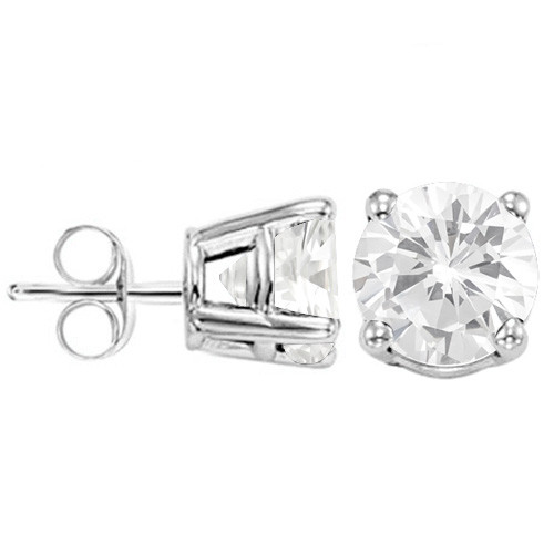 6MM Round White Topaz Earrings in Sterling Silver