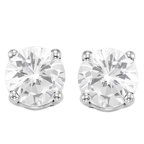 6MM Round White Topaz Earrings in Sterling Silver