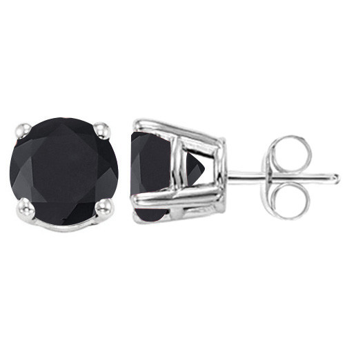 5MM Round Midnight Sapphire Earrings in Sterling Silver