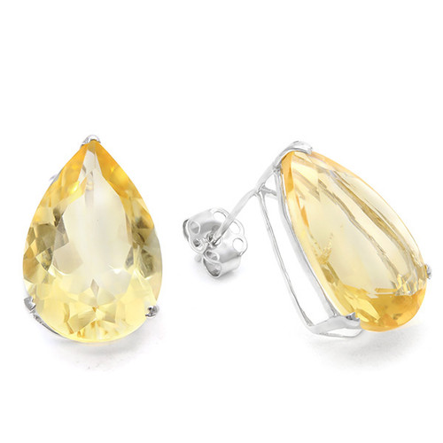 4x6 Pear Citrine Earrings in Sterling Silver
