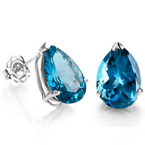 4x6 Pear London Blue Topaz Earrings in Sterling Silver