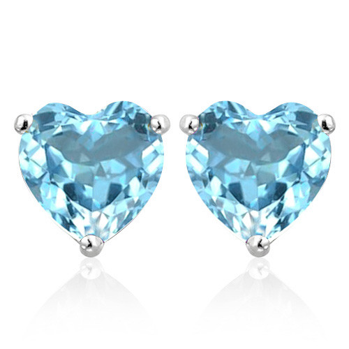 10MM Heart Sky Blue Topaz Earrings in Sterling Silver