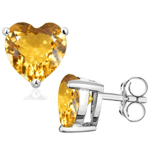 5MM Heart Citrine Earrings in Sterling Silver