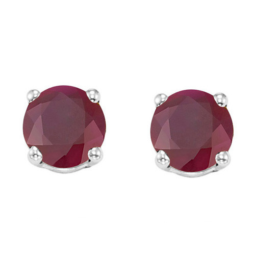 6MM Round Ruby Earrings in Sterling Silver