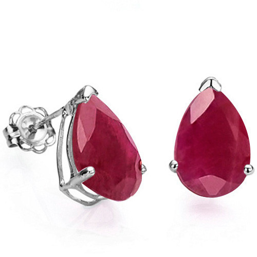 4x6 Pear Ruby Earrings in Sterling Silver