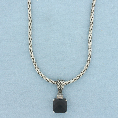 Vintage Effy Garnet Pendant on Chain in Sterling Silver