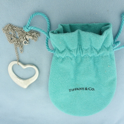 Tiffany and Co. Large Open Heart Pendant on Chain in Sterling Silver