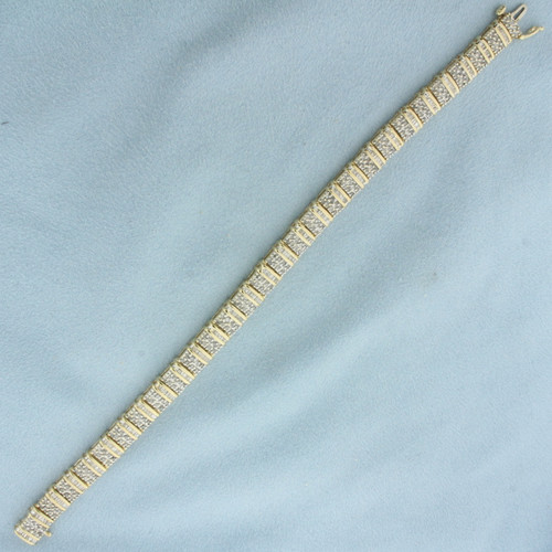 Baguette and Round Diamond Bracelet in 10K Yellow Gold