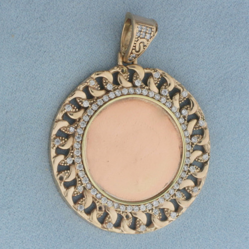 Italian Large Medallion Engravable Pendant in 14K Yellow Gold