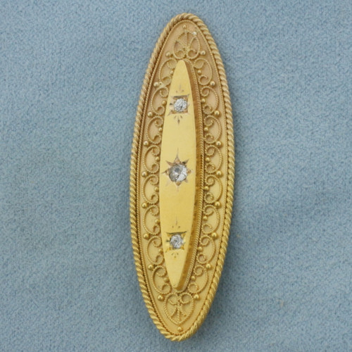 Antique Victorian Old Mine Cut Diamond Pendant in 15k Yellow Gold