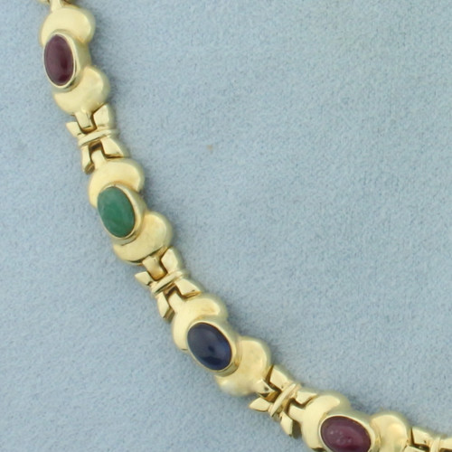 Sapphire Ruby and Emerald Bracelet in 14K Yellow Gold