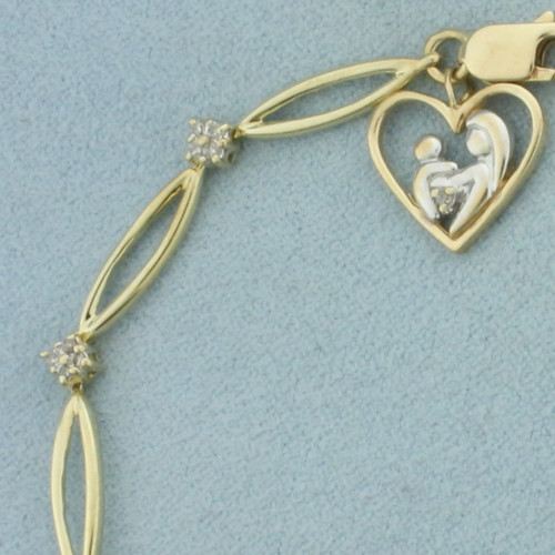 Mother and Child Diamond Bracelet in 10K Yellow Gold