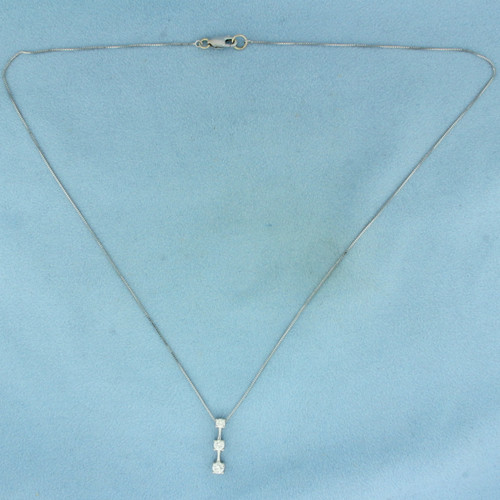 3 Stone Past Present and Future Diamond Necklace in 14K White Gold