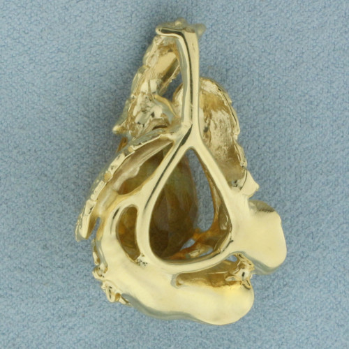 Citrine Butterfly Leaf and Flower Pendant in 14k Yellow Gold