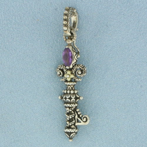 Barbara Bixby Amethyst Hinged Key Pendant in 18K Yellow Gold and Sterling Silver
