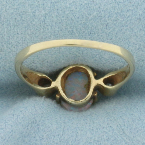 Opal and Diamond Ring in 14K Yellow Gold