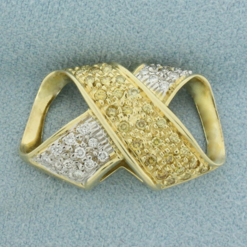 Fancy Yellow and White Diamond Pave Slide Pendant in 14K Yellow Gold