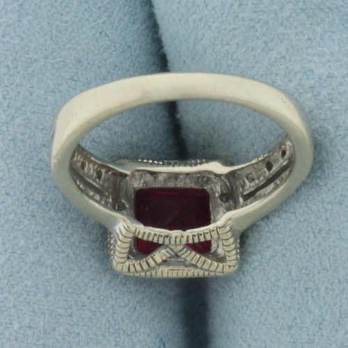 Lab Created Ruby and Diamond Ring in 10K White Gold