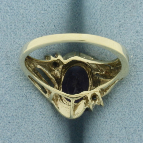 Amethyst and Diamond Ring In 10K Yellow Gold